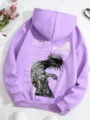 Unisex fleece hoodie in light purple with back graphic print, kangaroo pocket and drawstring. - Light Purple-Logo