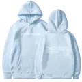 Light blue women's hoodie with front and back inspirational letter print, drawstring and pocket. - XS / Tops / Light Blue - White Print