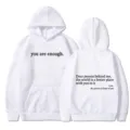 White hoodie for women with letter print, kangaroo pocket and drawstring. Casual style. - XS / Tops / White - Black Print