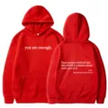 Red letter print hoodie for women, casual long sleeve hooded sweatshirt with pocket. - XS / Tops / Red - White Print