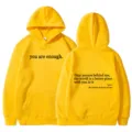 Women solid yellow hoodie with motivational letter print drawstring kangaroo pocket. - XS / Tops / Yellow - Black Print