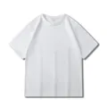 Classic solid white crew neck short sleeve cotton t-shirt, loose fit casual basic style. - S / White