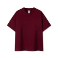American style 210G cotton short sleeve t-shirt loose solid color basic tee main view - S / Coffee