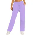 Pantalón de chándal morado holgado de felpa para mujer con cordón y gran comodidad diaria. - Lavanda
