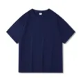 Men Women Solid Color Cotton Crewneck Short Sleeve T-Shirt Loose Casual Summer Top - S / Dark Blue