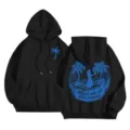 Women fleece lined hooded sweatshirt casual loose thermal black pullover graphic printed hoodie - XS / Black 5