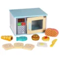 Ensemble de cuisine micro-ondes en bois pour enfants jeu de rôle avec accessoires de nourriture. - Four (Version Sonore et Lumineuse)