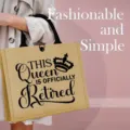 Jute shopping bag with fashion print and comfortable handle, ideal for daily use. - Retired Queen Print Style