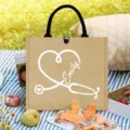 Custom jute tote bag with stethoscope and name design, perfect gift for nurses and medical students. - Style 2