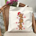 Bolsa tote de lona con hombre de jengibre de Navidad bolso de hombro para compras. - Estilo Muñeco de Jengibre (B31) / 35x40cm