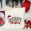 Weihnachten Leinwand Tragetasche Geschenk feiertägliche Aufbewahrung Tasche mit Print. - Stil 1 / 35*40cm