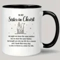Schwarze und weiße Keramiktasse mit inspirierendem Text und schönem Schwester Design Geschenk. - 350ml / Schwarz-Weiß Patchwork