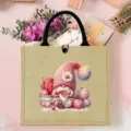Leuke gnoom breien jute draagtas natuurlijke jute boodschappenentas met schattig wintermotief - Kerstkabouter Breistijl