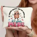 Leinwand Make-up-Tasche mit lustigem medizinischem Motiv und Reißverschluss für den Alltag. - Weiße Pillenflasche Stil (50)