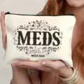 Canvas Kosmetiktasche mit Meds Druck Reissverschluss Tasche tragbare medizinische Aufbewahrung. - Medizinische Illustration Stil (54)