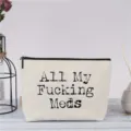 Leinwand Kosmetiktasche mit lustigem Spruch Reißverschluss Make-up Tasche tragbare Reise Aufbewahrung - Lustiger Druck Stil Zwanzig (20)