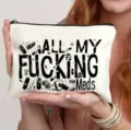 Weisse Leinwand Kosmetiktasche mit lustigem Text, tragbare Make-up Tasche fuer Alltag. - Lustiger Druck Stil Vierundzwanzig (24)