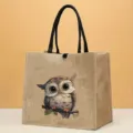 Süße Cartoon Eule Jute-Tragetasche, lässige Handtasche für Damen, Alltag und Reise. - Stil 7