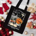 Halloween Leinen Tragetasche mit gruseligem Motiv, wiederverwendbare Schultertasche fuer Alltag. - Stil 2 / 35*40cm