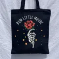 Schwarze Canvas Tragetasche mit gotischem Skeletthand und Rosen Motiv, Lässige Schultertasche. - Stil 1 / 35*40cm