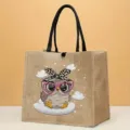 Süße Cartoon Eule Leinwand Tote Bag, lässige Handtasche für Shopping und Reisen. - Stil 3