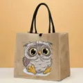Süße Eulen Jute-Tragetasche, lässige Handtasche für tägliche Einkäufe und Reisen. - Stil 2