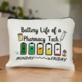 Canvas cosmetic bag pharmacy tech battery life funny zipper makeup pouch travel organizer - Pharmacy Tech Style