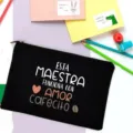 Spanisch Lehrer Leinwand Federmäppchen, süße Make-up Tasche mit Kaffeemotiv als tolles Geschenk. - Schwarzer Kaffeebohnen Stil (2)