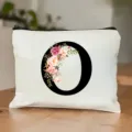 Floral Buchstabe O Leinwand Make up Tasche Reißverschluss Kulturbeutel für tägliche Aufbewahrung. - Buchstabe O