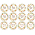 Détails de 12 autocollants ronds de remerciement avec couronne florale pour emballage cadeau. - Diamètre d'une pièce 3,5 cm / 12 Pièces
