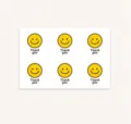 Style ins mignon visage souriant jaune autocollant de remerciement emballage cadeau feuille déco - 6 Pièces/Ensemble / White Smiley Style
