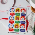 Set de pegatinas de sellado navideñas, Papá Noel muñeco de nieve reno bota etiquetas 9pcs. - Paquete de 9 Piezas (Individual 3*4.5cm)