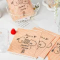 Orange gingham paper bags with cute cartoon doodles, perfect for baking packaging and candy. - Single Piece / 14x20cm