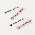 Detail shot of cute long decorative adhesive stickers featuring thanks a lot text and cute animals. - 8-Piece Set / Thank You