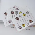Close-up detail shot of cute cartoon planner stickers with thank you text and animal designs. - Long Adhesive Sticker / 8 Pieces/Pack