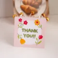 Pink floral mini message card thank you greeting card for flower decoration gift wrapping. - Style A Pink Flower (s-966) / 50 Sheets