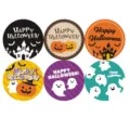 6 Pz Adesivi Halloween Carina Zucca Fantasma Rotondo Autoadesivo Etichetta Scatola Regalo - Confezione da 6 Pezzi (Stile Regolare)
