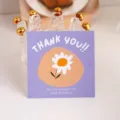Mini purple floral thank you message card for flower bouquet decoration and small business gift. - Style D Purple White Daisy (s-966) / 50 Sheets