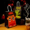 Χάρτινη τσάντα δώρου Halloween με αστεία τέρατα, ιδανική για παιδικές καραμέλες και πάρτι. - Μαύρο Τέρας Στυλ (E)