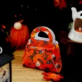 Halloween τσάντα γλυκών, πορτοκαλί τσάντα από τσόχα για πάρτι κόλπο ή κέρασμα. - Πορτοκαλί Κολοκύθα