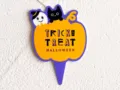 Halloween cake topper cute pumpkin ghost black cat decoration party insert card supply - Style C / 50 Pieces/Pack