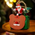 Noël mignon ours étiquette suspendue pendentif Père Noël décoration de fête cadeau - Ours en peluche / Lot de 10 feuilles