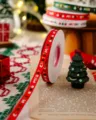 Christmas grosgrain ribbon spool red merry christmas print gift wrapping craft 25 yards - Red