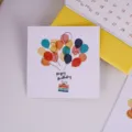 Square birthday greeting card with colorful balloon illustration for gift and flower decor. - 50 Pieces/Pack (Style I)