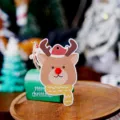 Étiquette suspendue en papier de renne de Noël mignonne avec ficelle pour déco de boulangerie - Écharpe renne / Lot de 10 feuilles