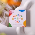 Mini birthday greeting card, colorful balloon design message card for flower and cake decoration. - 50 Pieces/Pack (New Letters Style)