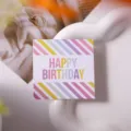 Mini happy birthday greeting message card for flower cake decoration, cute pastel design 50pcs - 50 Pieces/Pack (Twill Style)