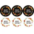 Christmas wreath round self-adhesive sticker detail view showing black and white options. - Festive Wreath Black And White Mixed / 6 Pcs/Set