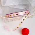 Pink gold heart ribbon 1cm wide for gift wrapping baking decoration bows wedding party crafts - Width 1cm Length 22m / Pink