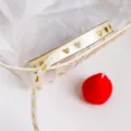 1cm Gold Heart Ribbon White Satin Ribbon For Gift Wrapping Bow Wedding Valentine Decor - Width 1cm Length 22m / Beige